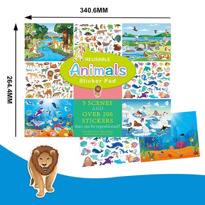 Reusable Animals Theme Sticker Pad